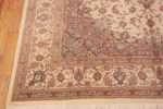 Corner of Fine Floral Room Size Vintage Luxurious Silk Persian Qum Medallion Rug 72750 by Nazmiyal Antique Rugs