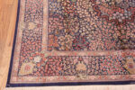Corner of Fine Luxurious Intricate Floral Design Vintage Persian Silk Qum Square Shape Rug 72762 by Nazmiyal Antique Rugs