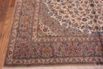 Corner of Fine Weave Ivory Background Floral Medallion Design Luxurious Vintage Qum Silk Persian Rug 72748 by Nazmiyal Antique Rugs