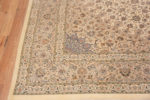 Corner of Luxurious Light Ivory Fine Floral Silk Persian Gonbad Design Square Qum Rug 72738 by Nazmiyal Antique Rugs