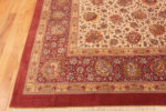 Corner of Luxurious Room Size Ivory Allover Floral Design Fine Vintage Silk Persian Qum Rug 72757 by Nazmiyal Antique Rugs