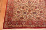Corner of Luxurious Small Size Fine Weave Floral Design Vintage Ivory Persian Silk Qum Rug 70807 by Nazmiyal Antique Rugs