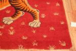 Corner of Red Background Antique Chinese Tiger Rug 72846 by Nazmiyal Antique Rugs