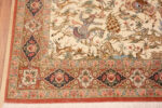 Corner of Small Artistic Pictorial Hunting Scene Design Luxurious Vintage Persian Silk Qum Rug 72775 by Nazmiyal Antique Rugs