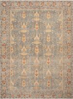 Cypress Tree Design Antique Persian Tabriz Floral Rug 72834 by Nazmiyal Antique Rugs