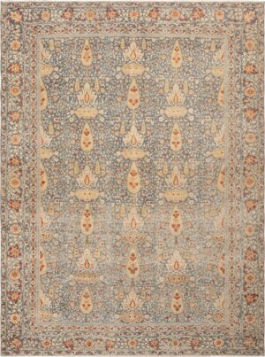 Cypress Tree Design Antique Persian Tabriz Floral Rug 72834 by Nazmiyal Antique Rugs