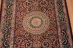 Details of Fine Floral Vintage Persian Gonbad Design Silk Qum Luxury Hallway Runner Rug 72789 by Nazmiyal Antique Rugs