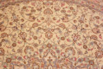 Details of Ivory Fine Vintage Persian Gonbad Design Round Silk Qum Rug 72739 by Nazmiyal Antique Rugs