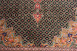 Details of Small Artistic Green Background Fine Luxurious Vintage Qum Persian Silk Rug 72761 by Nazmiyal Antique Rugs