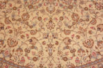 Florals of Ivory Fine Vintage Persian Gonbad Design Round Silk Qum Rug 72739 by Nazmiyal Antique Rugs
