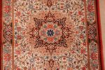 Medallion of Fine Luxurious Silk Pile Floral Vintage Persian Qum Short Runner Rug 72791 by Nazmiyal Antique Rugs