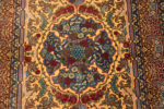 Medallion of Fine Small Artistic Gold Color Luxurious Vintage Persian Silk Qum Rug 72773 by Nazmiyal Antique Rugs