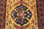 Medallion of Fine Small Luxurious Silk Pile Gold Color Vintage Persian Qum Rug 72772 by Nazmiyal Antique Rugs
