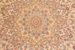 Medallion of Light Ivory Fine Vintage Persian Gonbad Design Round Silk Qum Rug 72739 by Nazmiyal Antique Rugs