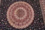 Medallion of Luxurious Room Size Silk Vintage Blue Persian Fine Qum Gonbad Design Rug 72741 by Nazmiyal Antique Rugs