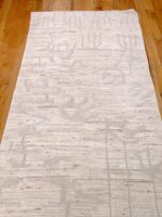 Top of Cream Color Modern Moroccan Style Runner Rug 61063 by Nazmiyal Antique Rugs