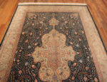 Top of Fine Luxurious Intricate Floral Design Vintage Persian Silk Qum Rug 72752 by Nazmiyal Antique Rugs