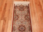 Top of Fine Luxurious Silk Pile Floral Vintage Persian Qum Short Runner Rug 72791 by Nazmiyal Antique Rugs