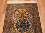 Top of Fine Small Artistic Gold Color Luxurious Vintage Persian Silk Qum Rug 72773 by Nazmiyal Antique Rugs