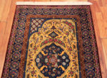 Top of Fine Small Luxurious Silk Pile Gold Color Vintage Persian Qum Rug 72772 by Nazmiyal Antique Rugs