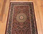 Top of Luxurious Fine Floral Vintage Persian Silk Qum Hallway Runner Rug 72790 by Nazmiyal Antique Rugs