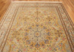 Top of Luxurious Light Gold Color Fine Room Size Vintage Persian Silk Qum Rug 72746 by Nazmiyal Antique Rugs