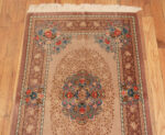 Top of Luxurious Small Fine Floral Vintage Persian Silk Qum Rug 72781 by Nazmiyal Antique Rugs