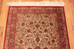 Top of Luxurious Small Size Fine Weave Floral Design Vintage Ivory Persian Silk Qum Rug 70807 by Nazmiyal Antique Rugs