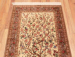 Top of Small Artistic Tree of Life Animal Design Vintage Persian Silk Qum Luxury Rug 72782 by Nazmiyal Antique Rugs