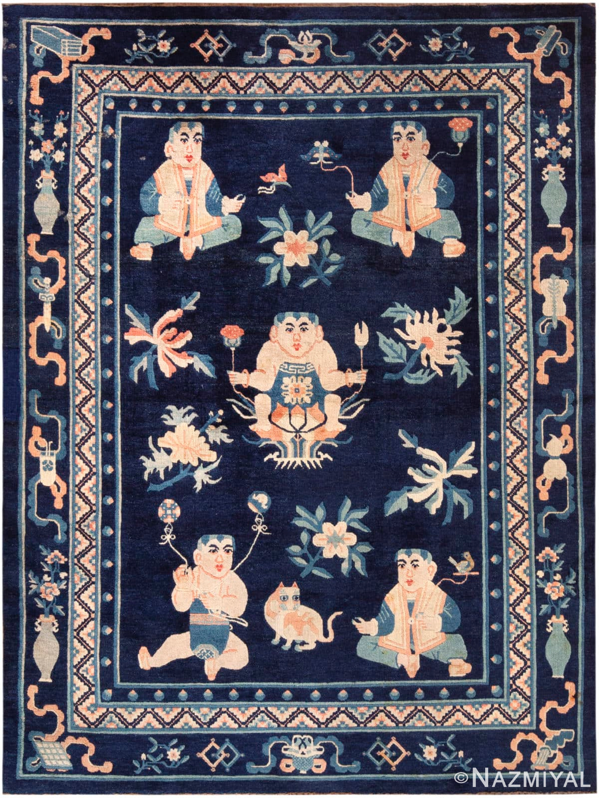 Figurative Design Antique Chinese Peking Rug 72567 by Nazmiyal Antique Rugs