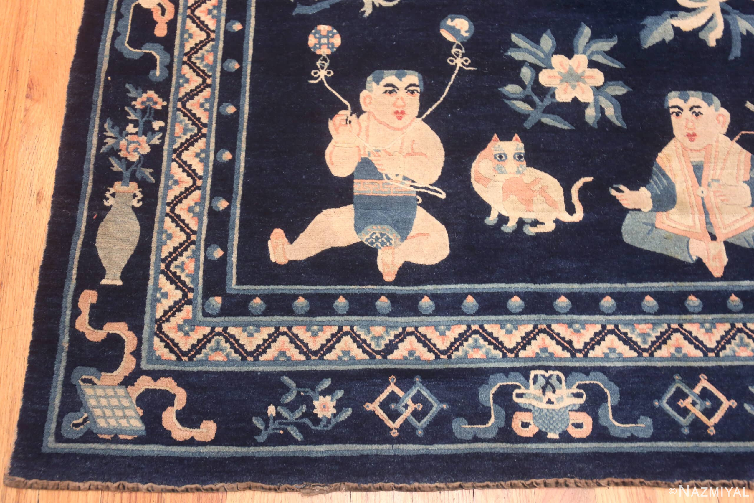 Traditional Pictorial Design Antique Chinese Peking Rug 72567