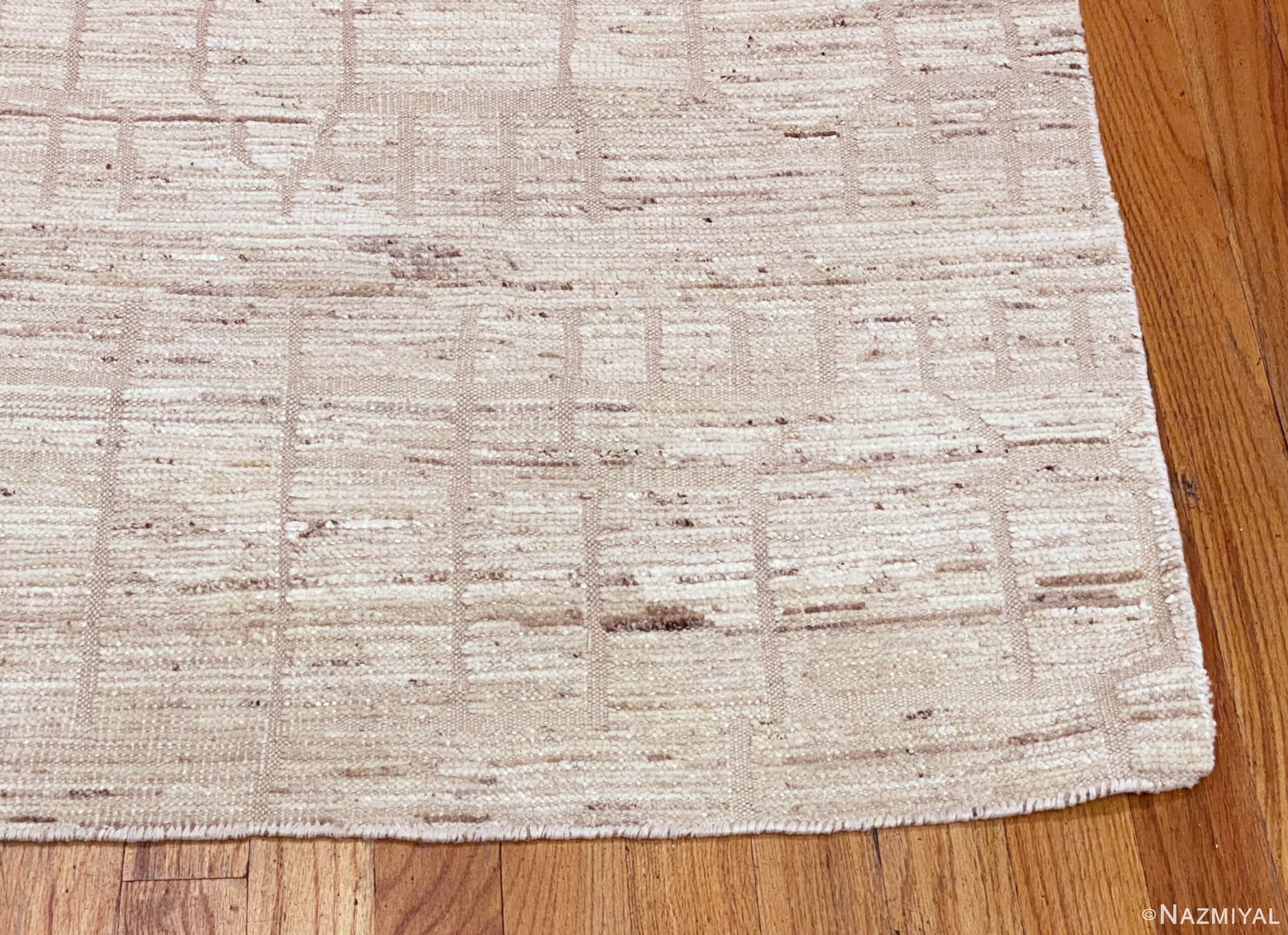 Corner of Cream Color Modern Moroccan Style Runner Rug 61063 by Nazmiyal Antique Rugs