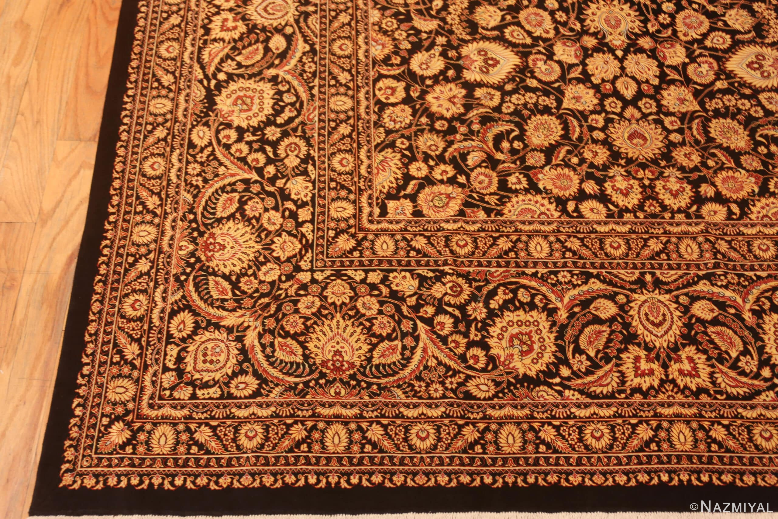 Corner of Fine Traditional Vintage Persian Silk Qum Luxury Rug 72758 by Nazmiyal Antique Rugs