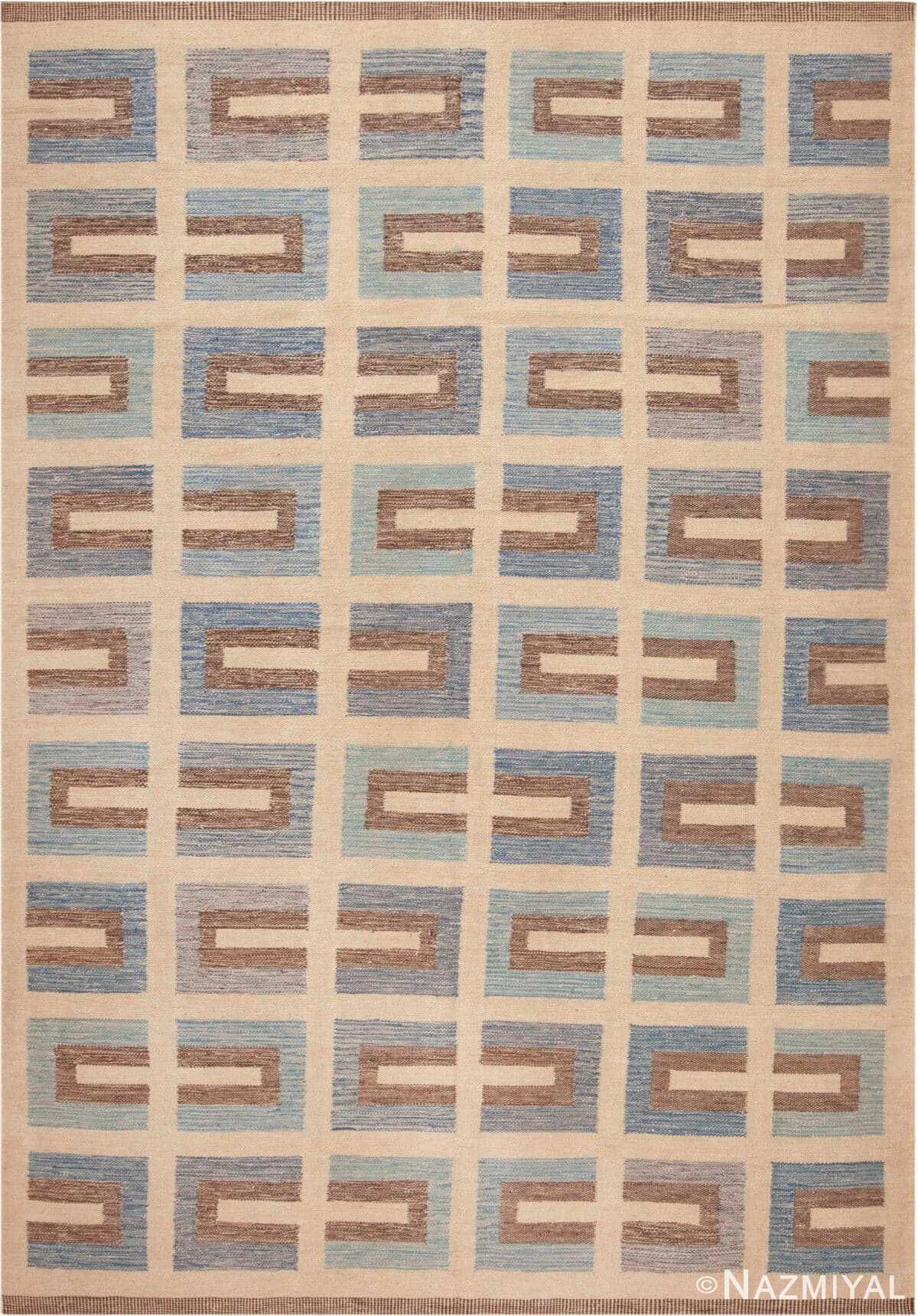 Geometric Modern Swedish Style Kilim Rug 72842 by Nazmiyal Antique Rugs