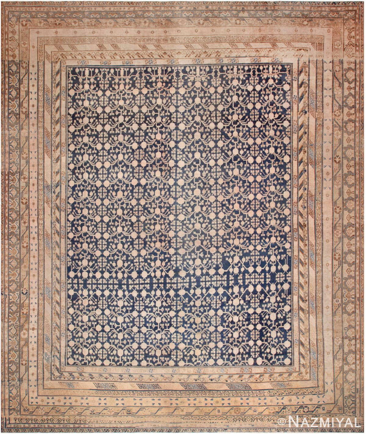 Large Pomegranate Vase Design Antique East Turkestan Khotan Rug 72848 by Nazmiyal Antique Rugs