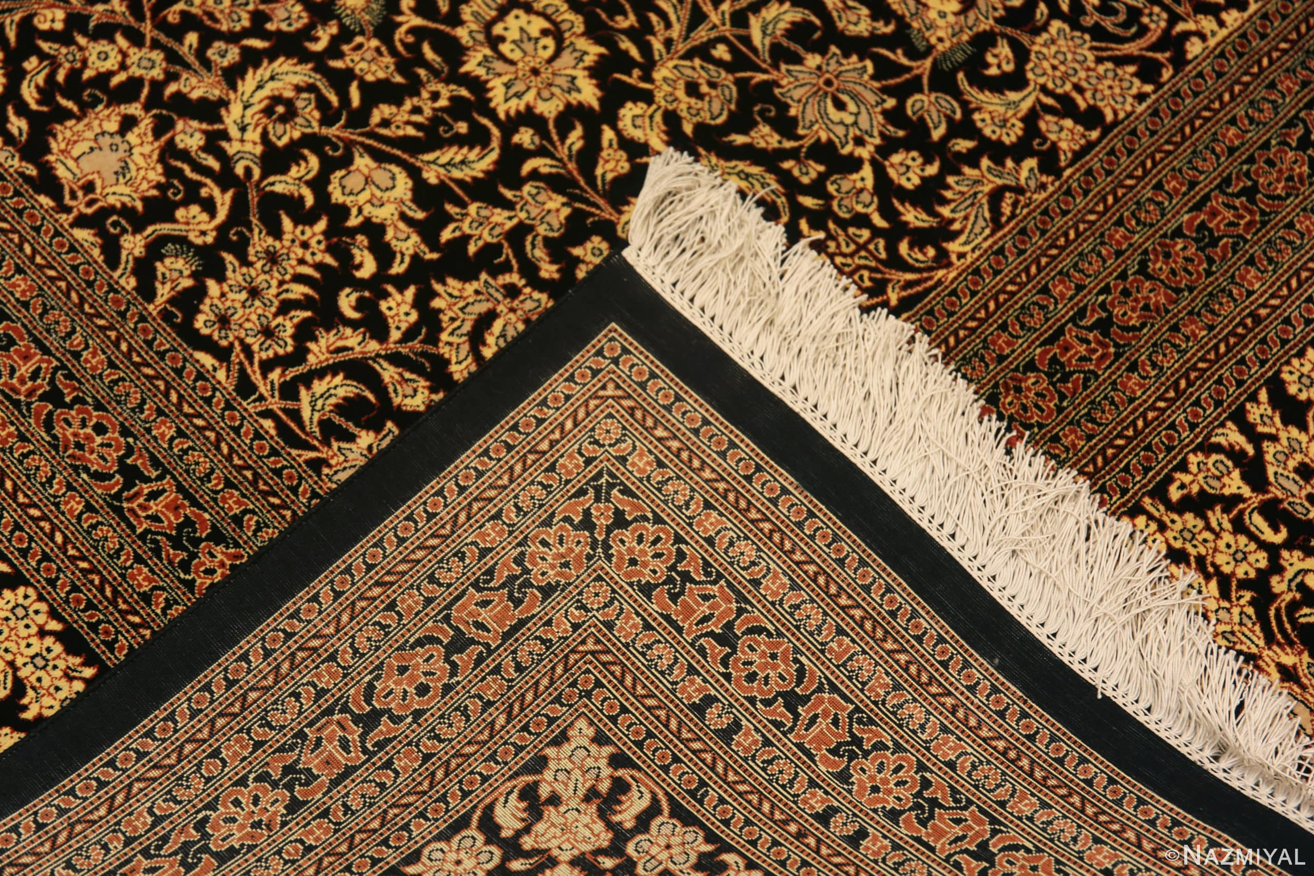Weave of Fine Allover Floral Design Luxurious Room Size Vintage Persian Silk Qum Rug 72742 by Nazmiyal Antique Rugs