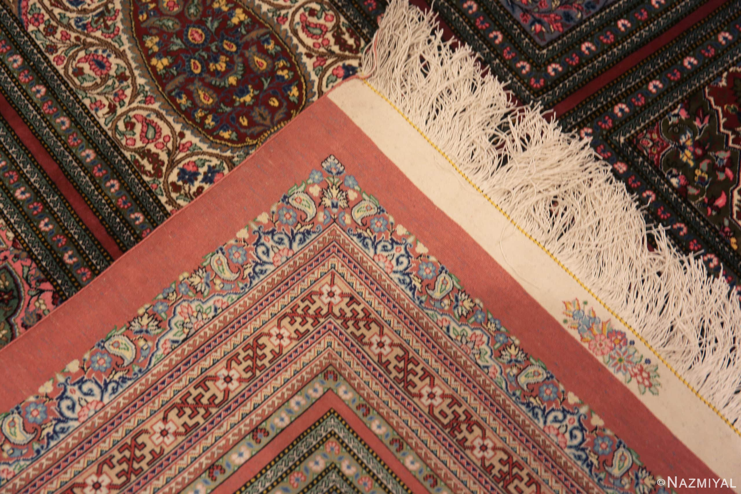Weave of Fine Floral Long Narrow Gallery Size Vintage Luxury Persian Silk Qum Rug 72744 by Nazmiyal Antique Rugs