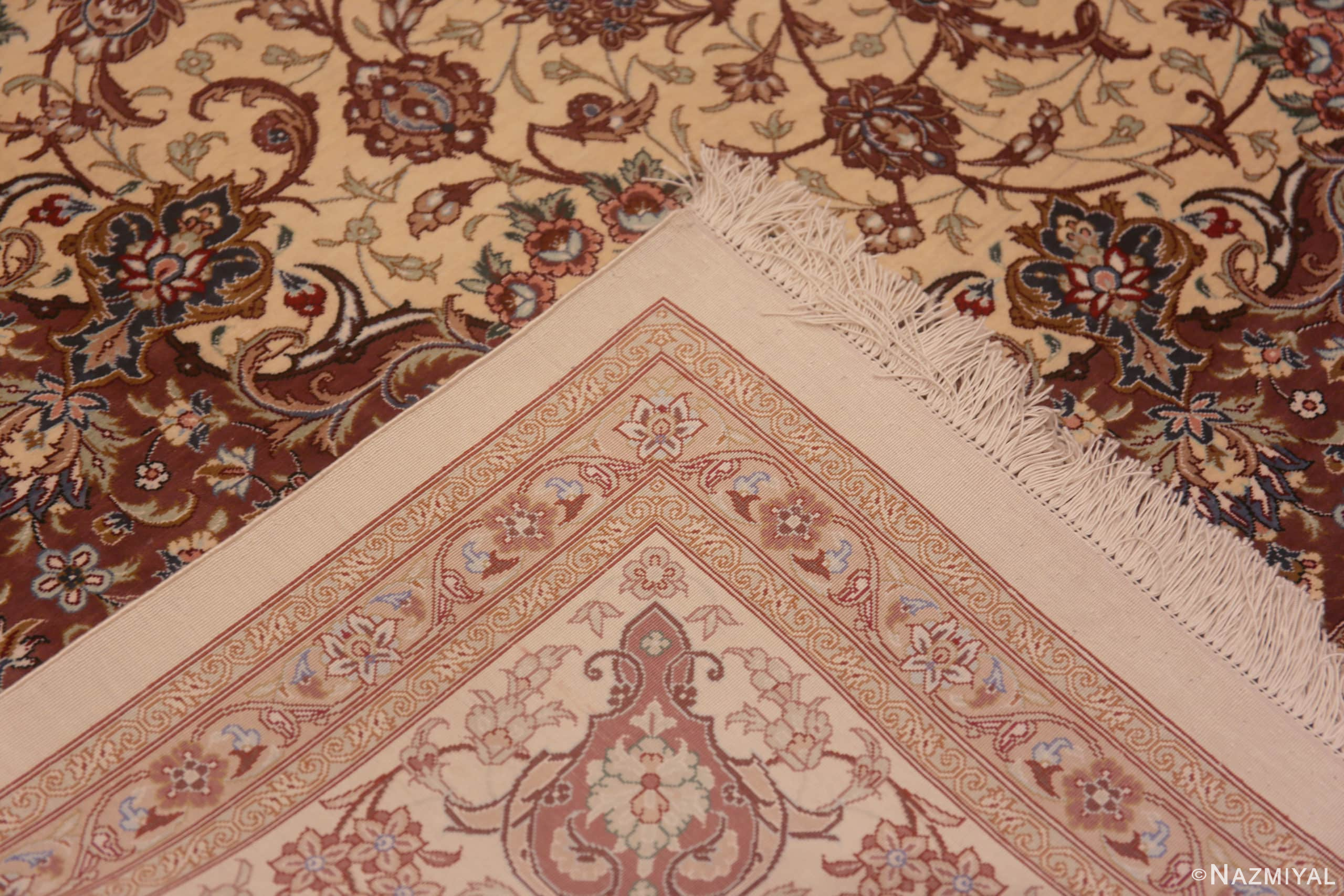 Weave of Fine Floral Room Size Vintage Luxurious Silk Persian Qum Medallion Rug 72750 by Nazmiyal Antique Rugs