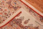 Weave of Fine Luxurious Silk Pile Floral Vintage Persian Qum Short Runner Rug 72791 by Nazmiyal Antique Rugs