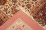 Weave of Luxurious Room Size Ivory Allover Floral Design Fine Vintage Silk Persian Qum Rug 72757 by Nazmiyal Antique Rugs