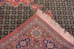 Weave of Small Artistic Green Background Fine Luxurious Vintage Qum Persian Silk Rug 72761 by Nazmiyal Antique Rugs