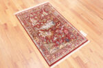 Whole View of Fine Artistic Hunting Scene Design Small Vintage Persian Qum Silk Rug 72776 by Nazmiyal Antique Rugs