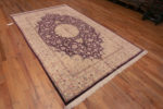 Whole View of Fine Luxurious Purple Color Vintage Persian Silk Qum Rug 72753 by Nazmiyal Antique Rugs