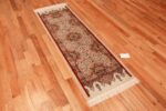 Whole View of Fine Luxurious Silk Pile Floral Vintage Persian Qum Short Runner Rug 72791 by Nazmiyal Antique Rugs