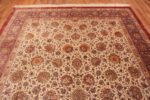 Top of Luxurious Room Size Ivory Allover Floral Design Fine Vintage Silk Persian Qum Rug 72757 by Nazmiyal Antique Rugs