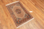 Whole View of Luxurious Small Fine Floral Vintage Persian Silk Qum Rug 72781 by Nazmiyal Antique Rugs