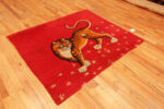 Whole View of Red Background Antique Chinese Tiger Rug 72846 by Nazmiyal Antique Rugs