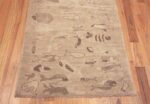 Bottom of Neutral Color Artistic Fish Design Modern Hallway Runner Rug 11004 by Nazmiyal Antique Rugs