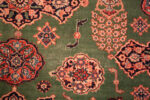 Close Up Of Green Background Antique Persian Tabriz Rug 72470 by Nazmiyal Antique Rugs