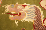 Close Up of Vintage Indian Green Dragon Design Area Rug 72843 by Nazmiyal Antique Rugs